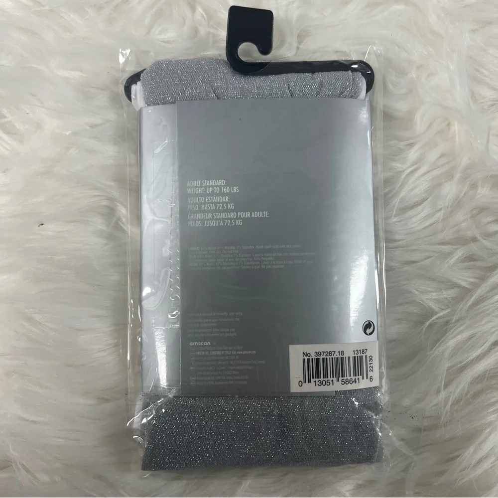 Silver shimmer Footless Tights for Adults NEW one size fits most costume